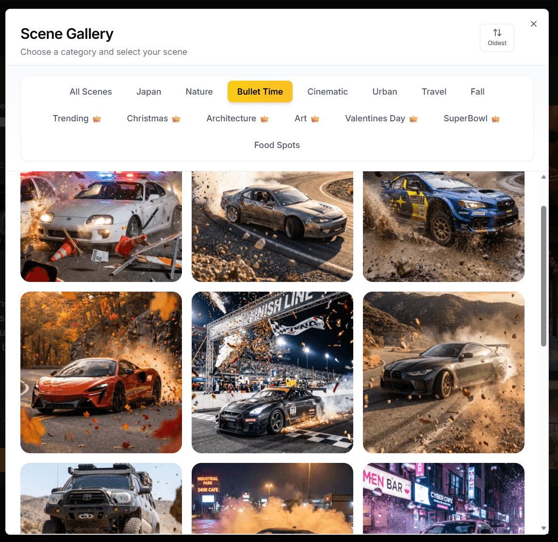 Step 2 – Pick a Bullet Time Template